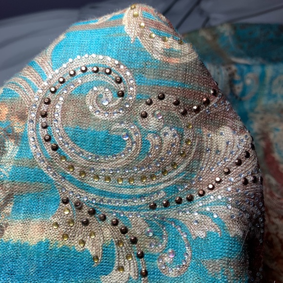 CALSTYLE Tunic Turquoise & Golden Brown Size 2XL - Picture 6 of 8